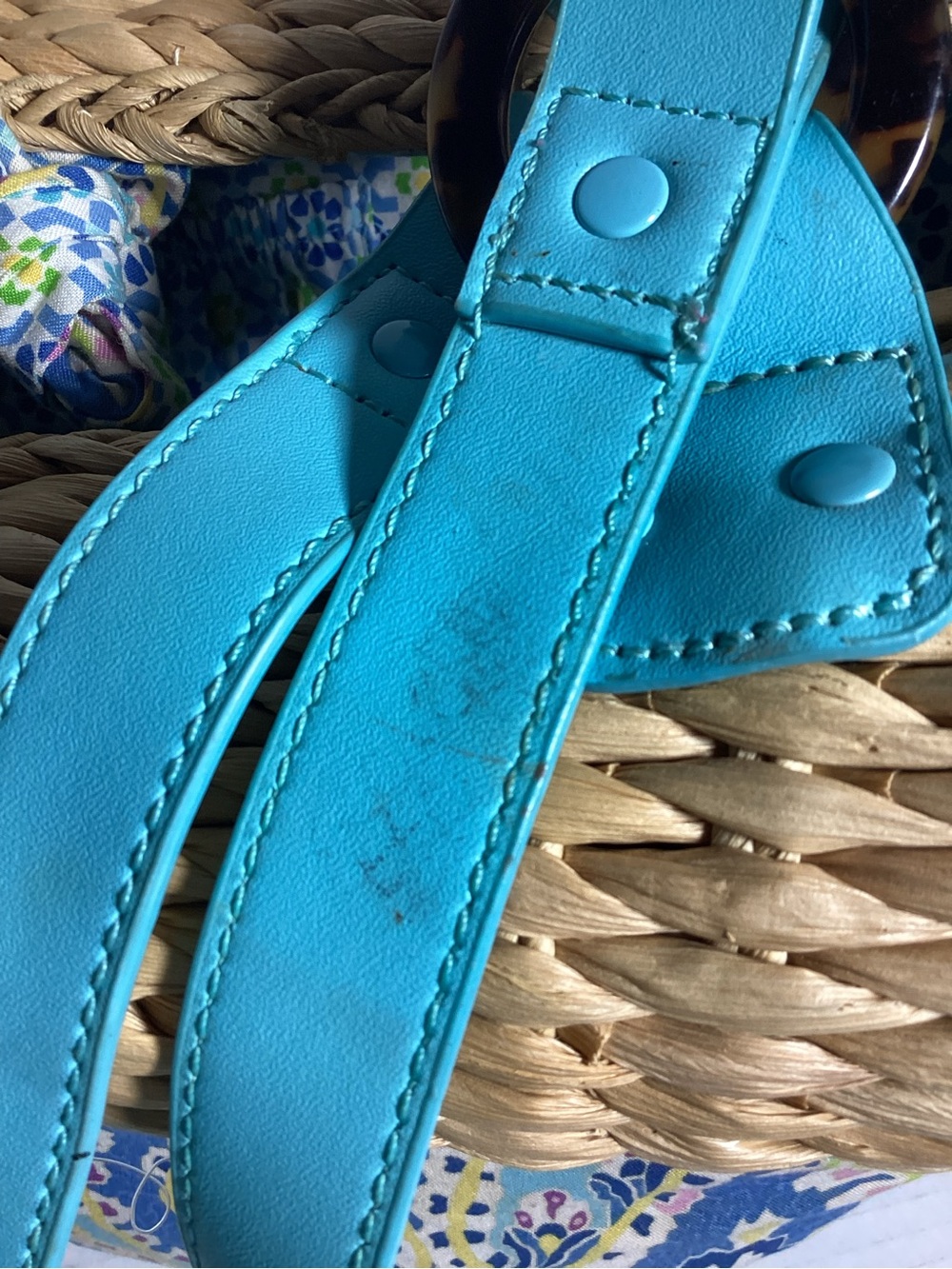 Vera Bradley Turquoise-Strap Woven Tote with Paisley Print - Picture 16 of 16
